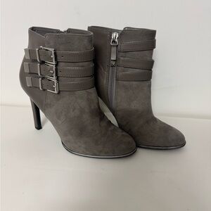 Sam & Libby Taupe Heeled Boots with Buckle Detail